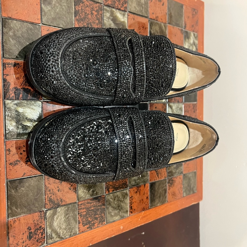 Betsey Johnson Aron Black Crystal-Embellished Loafers - Picture 5 of 9